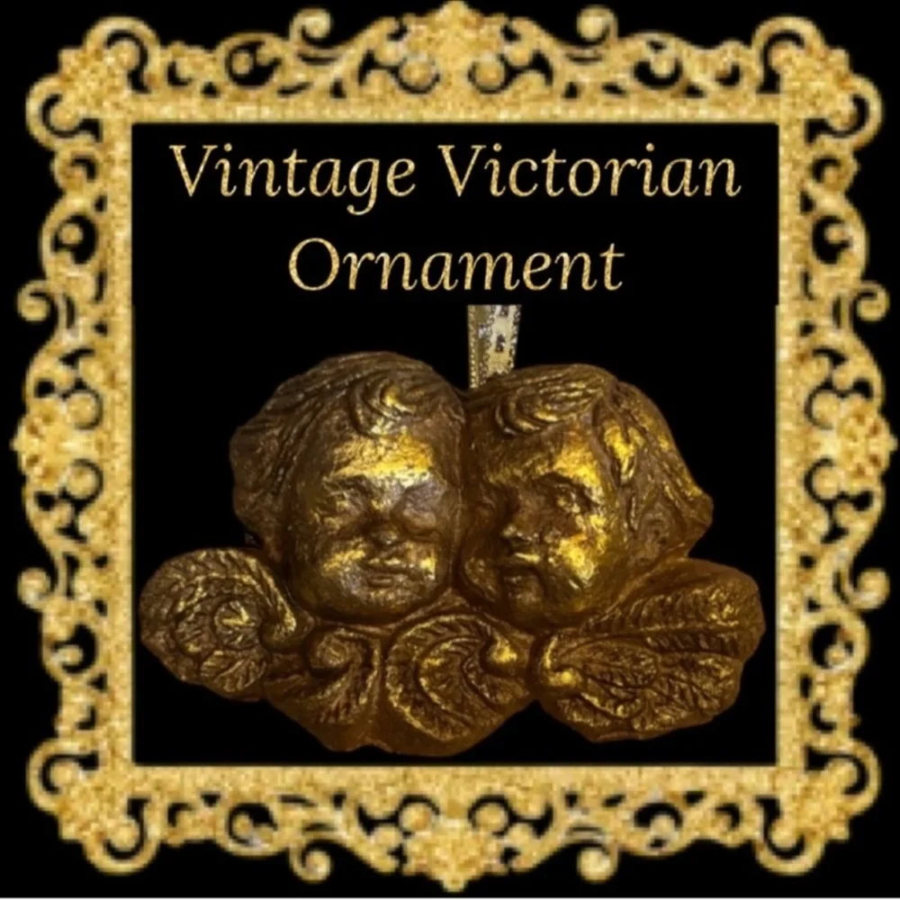 Gold Angel Ornament Vintage Christmas Handmade Ornament Luxury Victorian Cherub